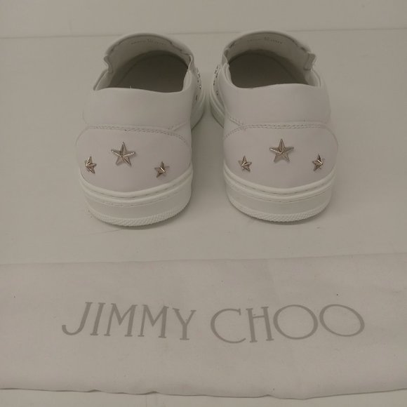 Jimmy Choo Grove Men's White Star-Studded Slip-On Sneakers - EU45/US12 - Picture 9 of 10